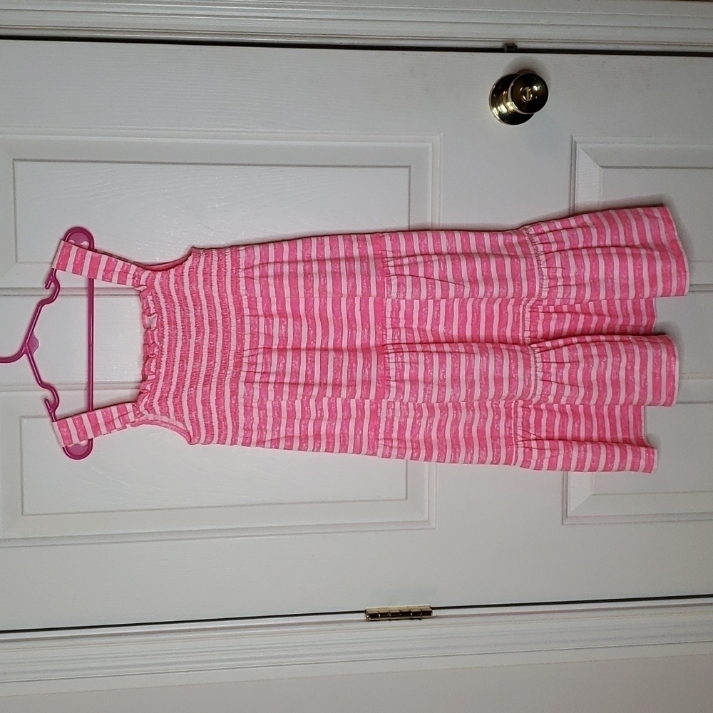 Land's End Pink/White Striped Sundress Size M